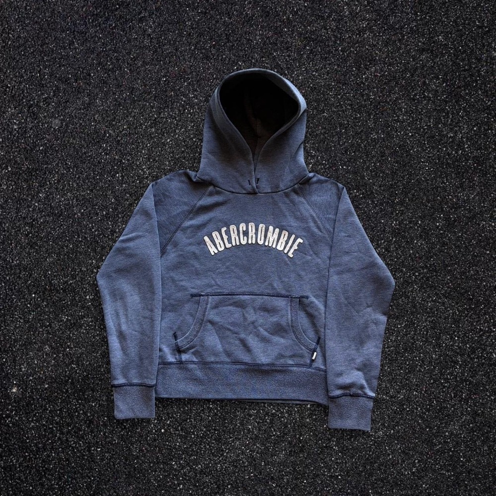 Abercrombie & Fitch Womens Blue Logo Pullover Hoodie Sweatshirt Size M Vintage